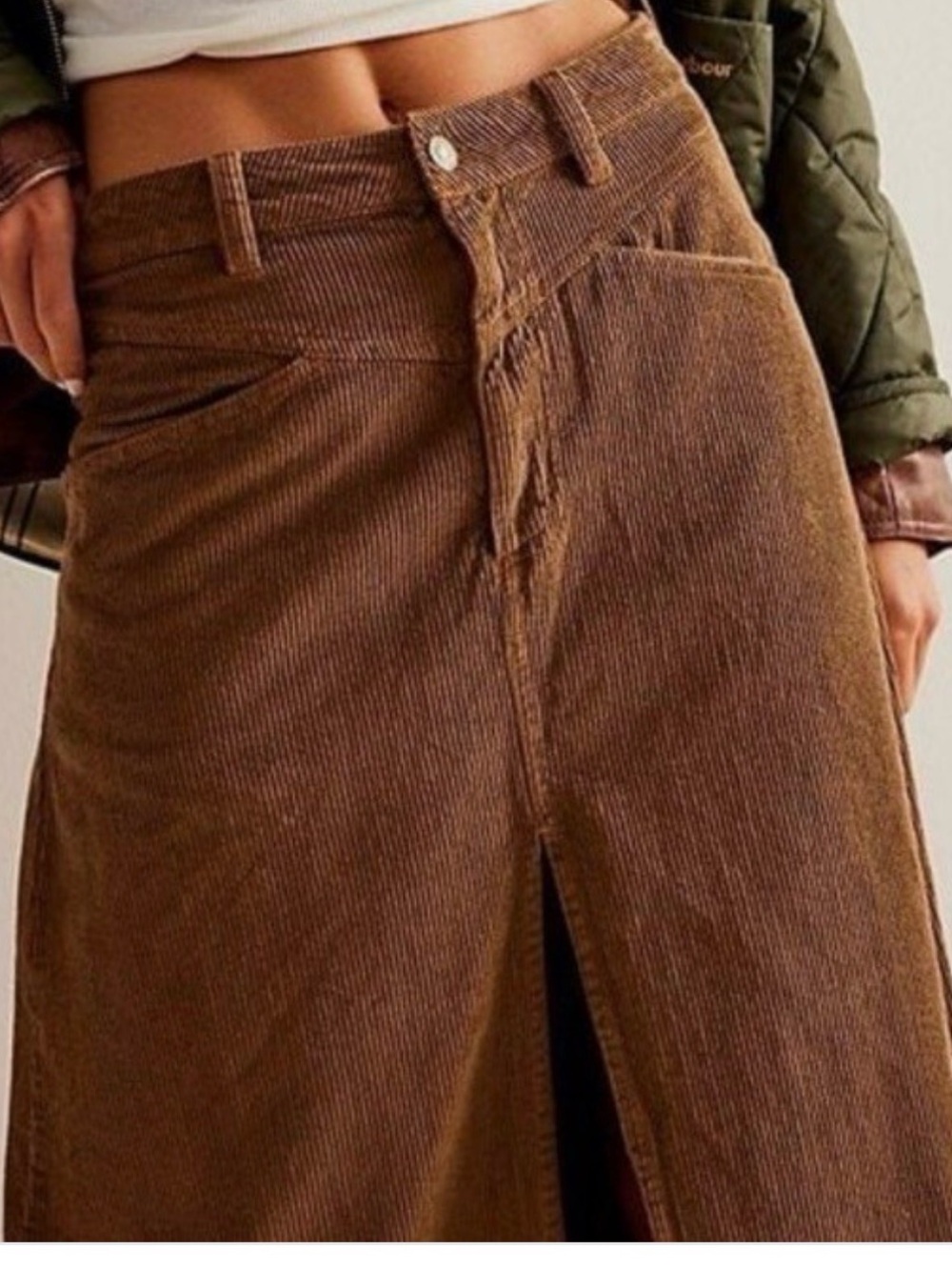 Free People Brown Corduroy Maxi Skirt